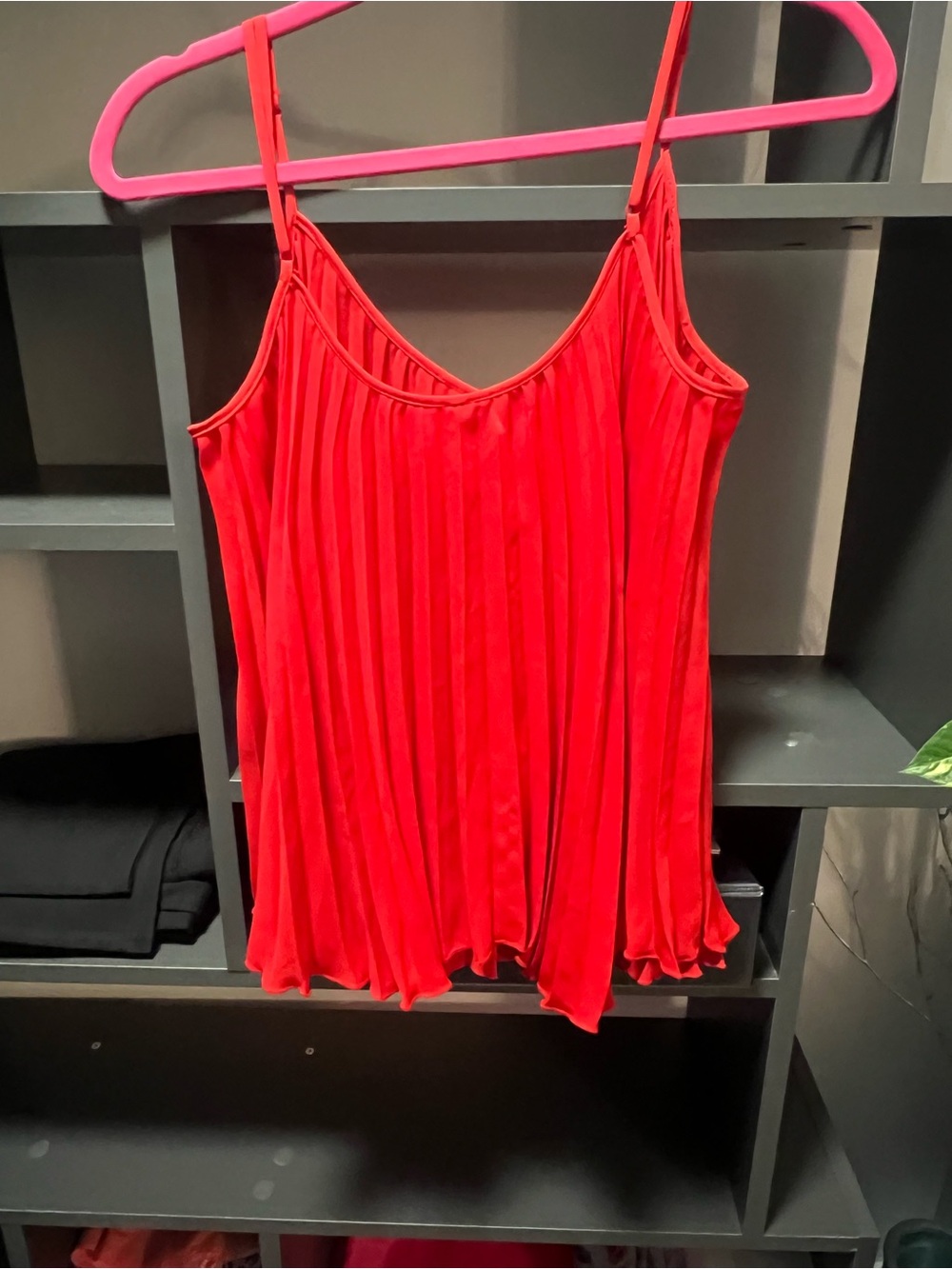 ☀️ Free People Vintage Red Accordion Pleated Front Button Placket Camisole - Picture 5 of 8